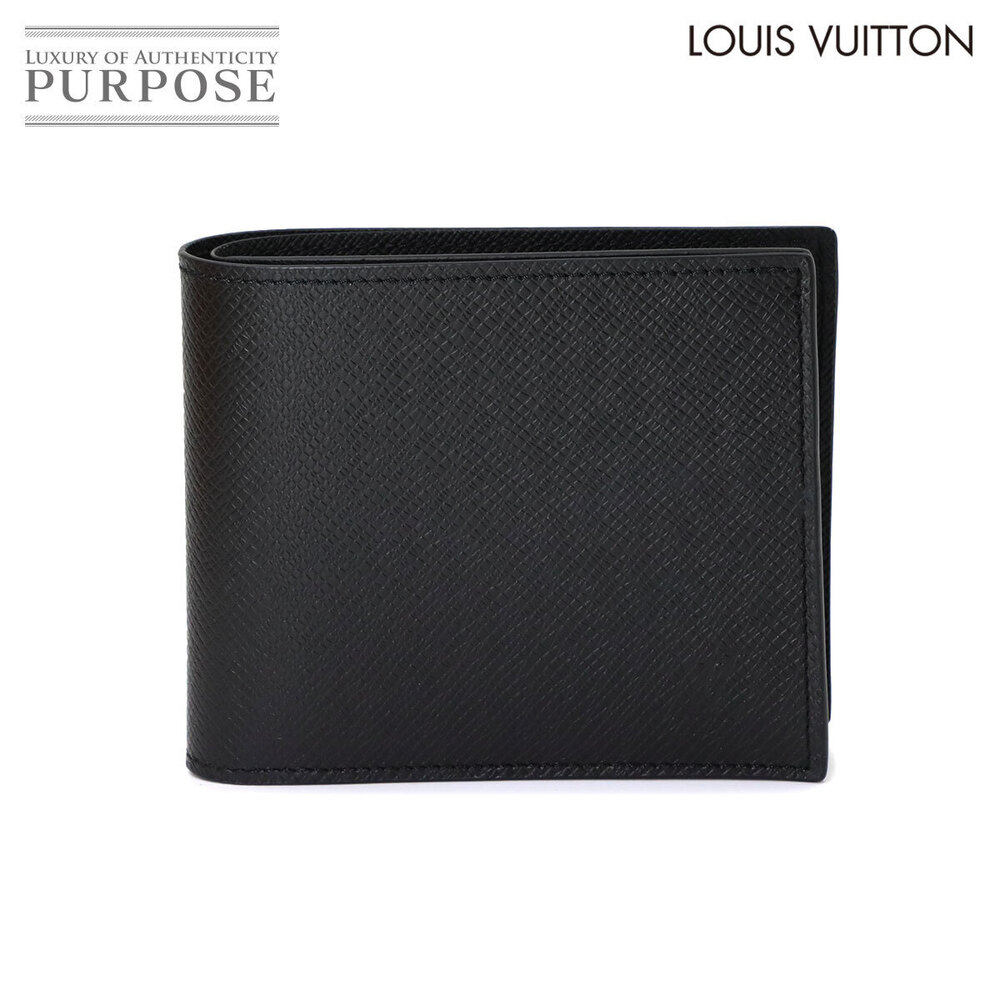 Louis Vuitton Taiga Portefeuille Marco NM Bifold Wallet Leather Black